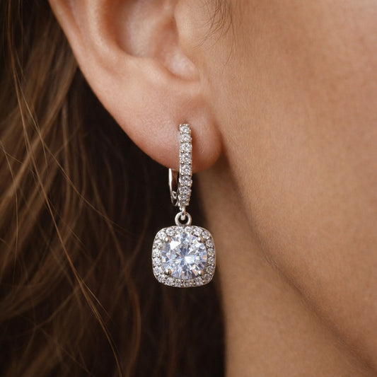Halo Drop Huggie Earrings