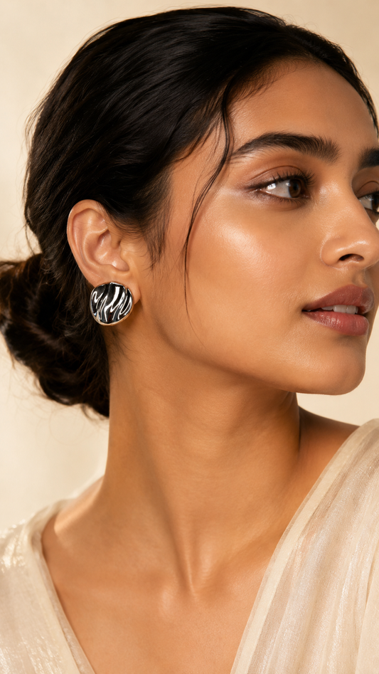 Molten Wave Silver Stud Earrings