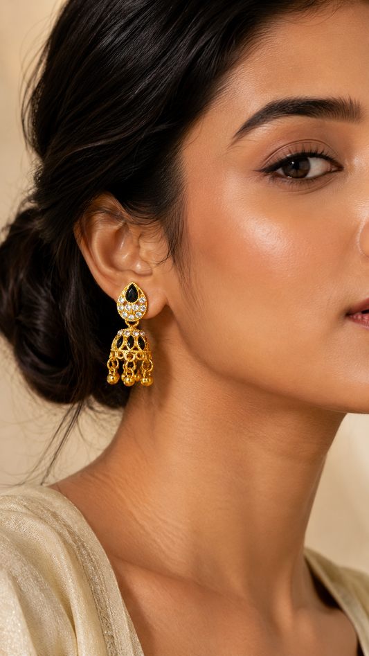 Regal Noir Jhumka Earrings
