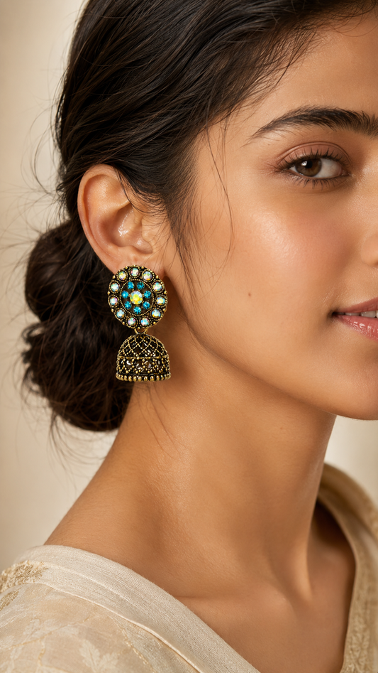 Azure Bloom Dome Earrings