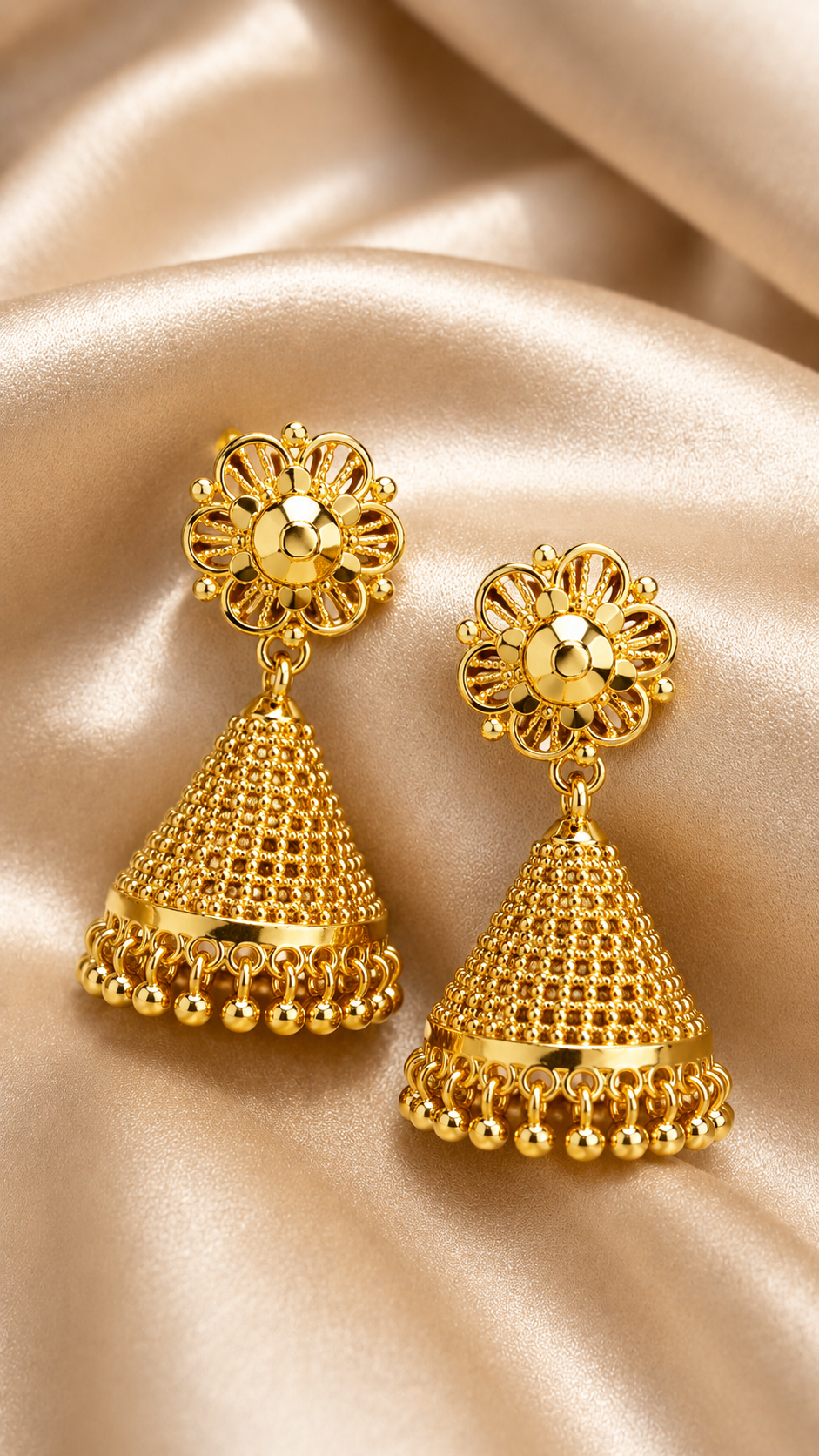 Isha Granulated Cone Jhumkas