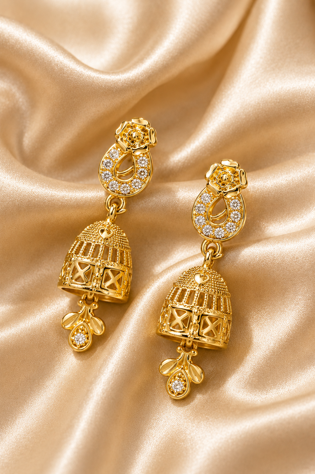 Devika Architectural Crystal Jhumkas