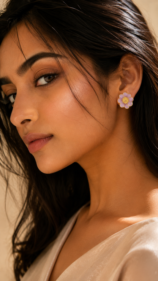 Lavender Bloom Stud Earrings