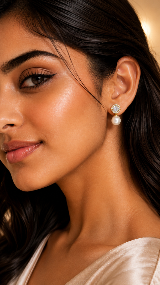 Pearl Radiance Halo Drop Earrings