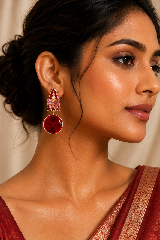 Ruby Flutter Statement Drop Earrings
