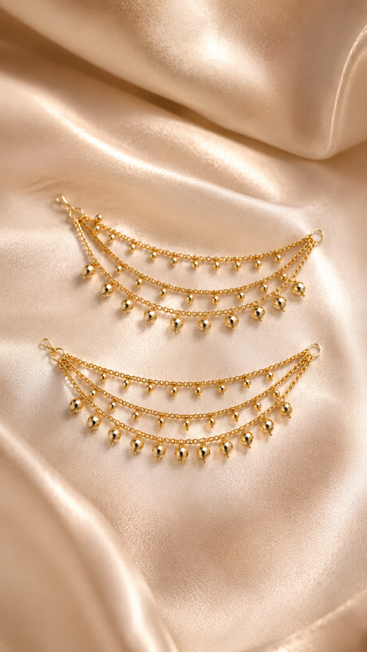 Faceted Bead Three-Tiered Sahara Ear Chains