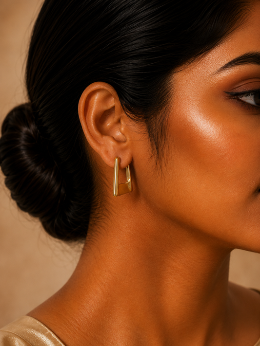 Minimalist Sculptural Trapezoid Hoop Earrings
