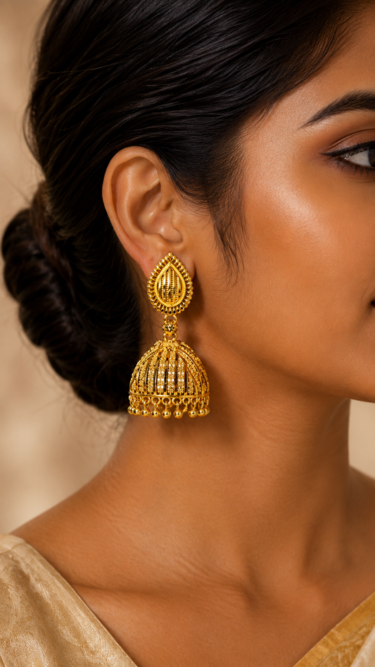 Classic Gold-Toned Filigree Jhumkas