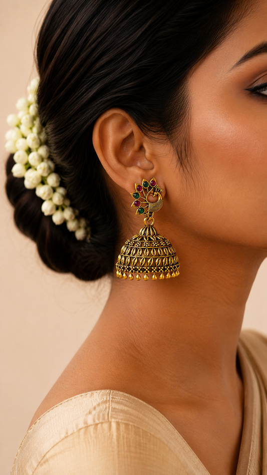 Morni Ruby Emerald Jhumka