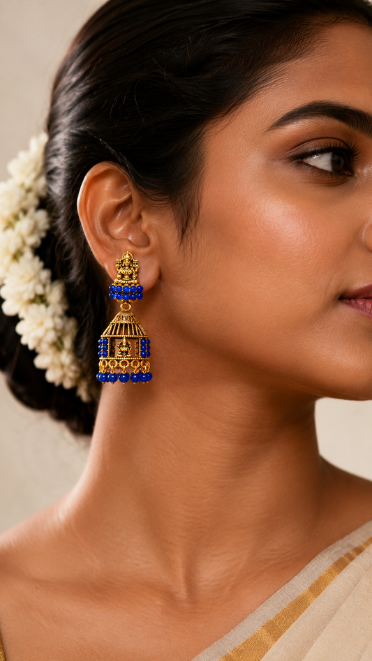 Lakshmi Azure Cage Jhumkas