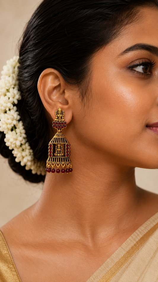 Lakshmi Temple Cage Jhumkas