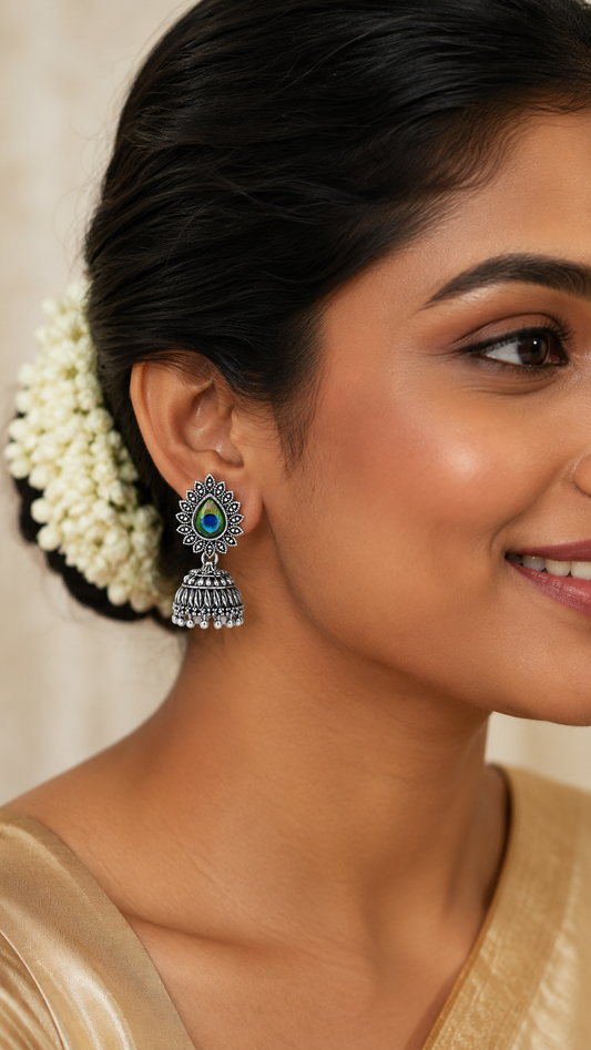 Chandrika Peacock Feather Jhumka