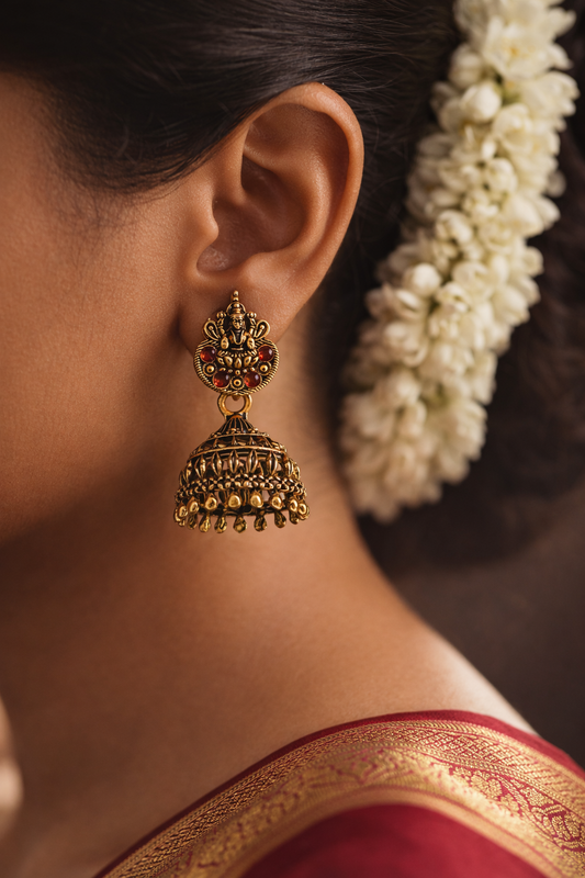 Lakshmi Aura Temple Jhumka Earrings