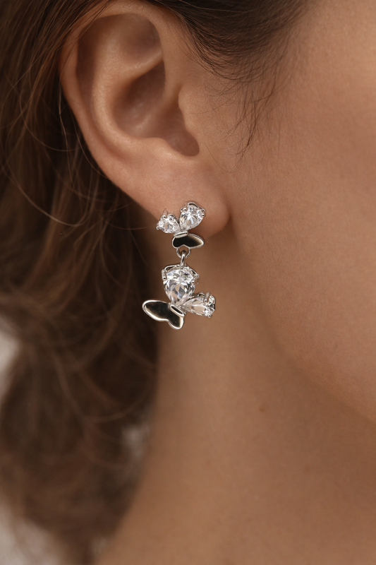 Crystal Butterfly Drop Earrings