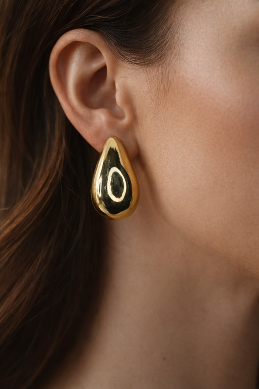 Molten Gold Teardrop Stud Earrings