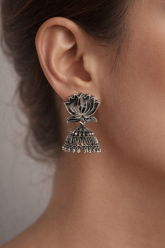 Nysa Lotus Dome Jhumka Earrings