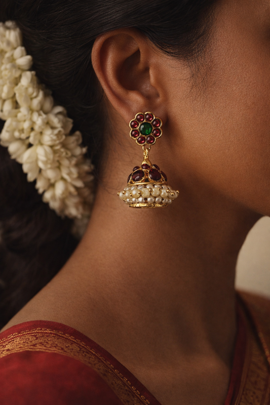 Meira Pearl Cluster Jhumka Earrings