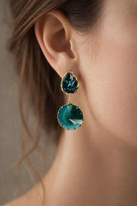 Emerald Green Crystal Drop Earrings