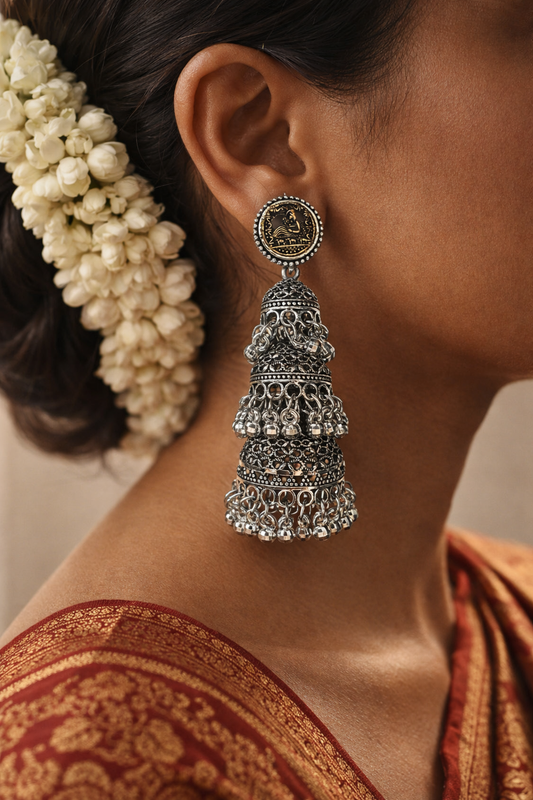 Rajsi Tiered Temple Jhumka Earrings
