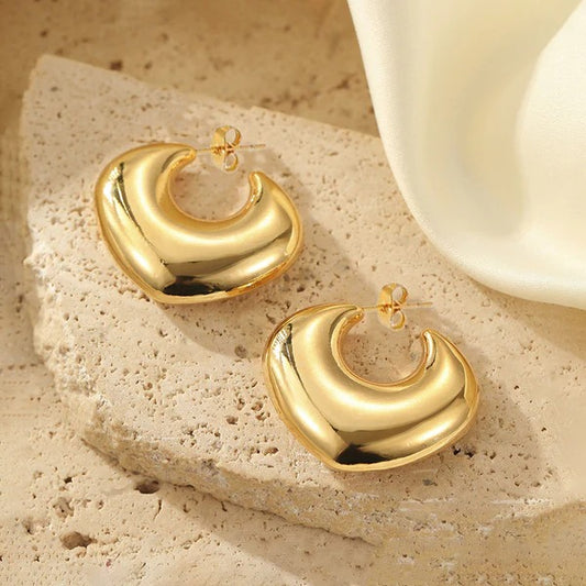 Molten Curve Gold Hoop Earrings