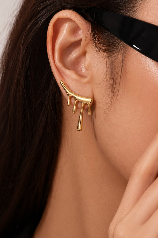 Molten Drip Gold Stud Earrings