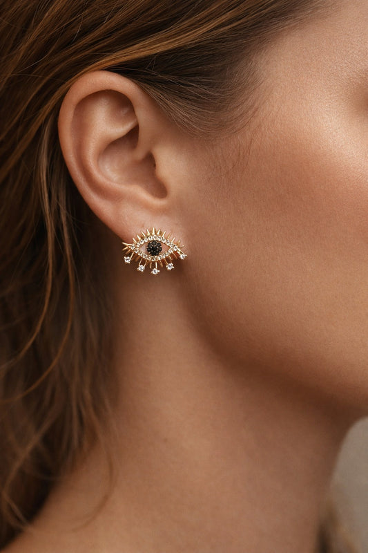 Mystic Eye Gold Stud Earrings
