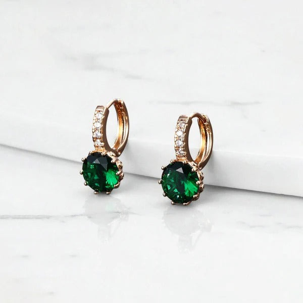 Emerald Glow Hoop Earrings