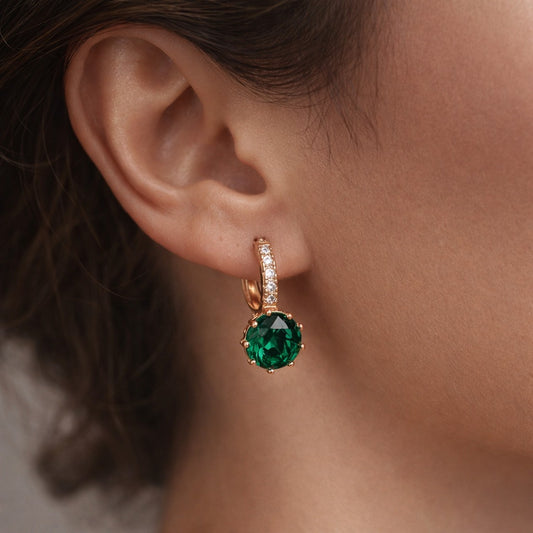 Emerald Glow Hoop Earrings