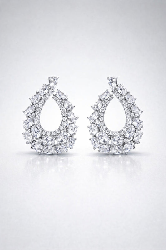 Crystal Cascade Teardrop Stud Earrings
