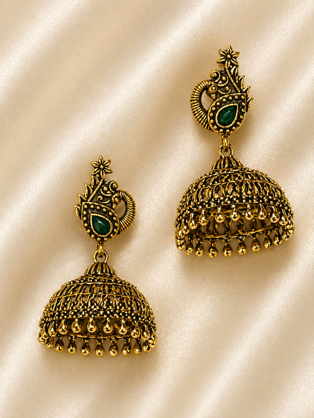 Vanya Peacock Filigree Jhumka Earrings