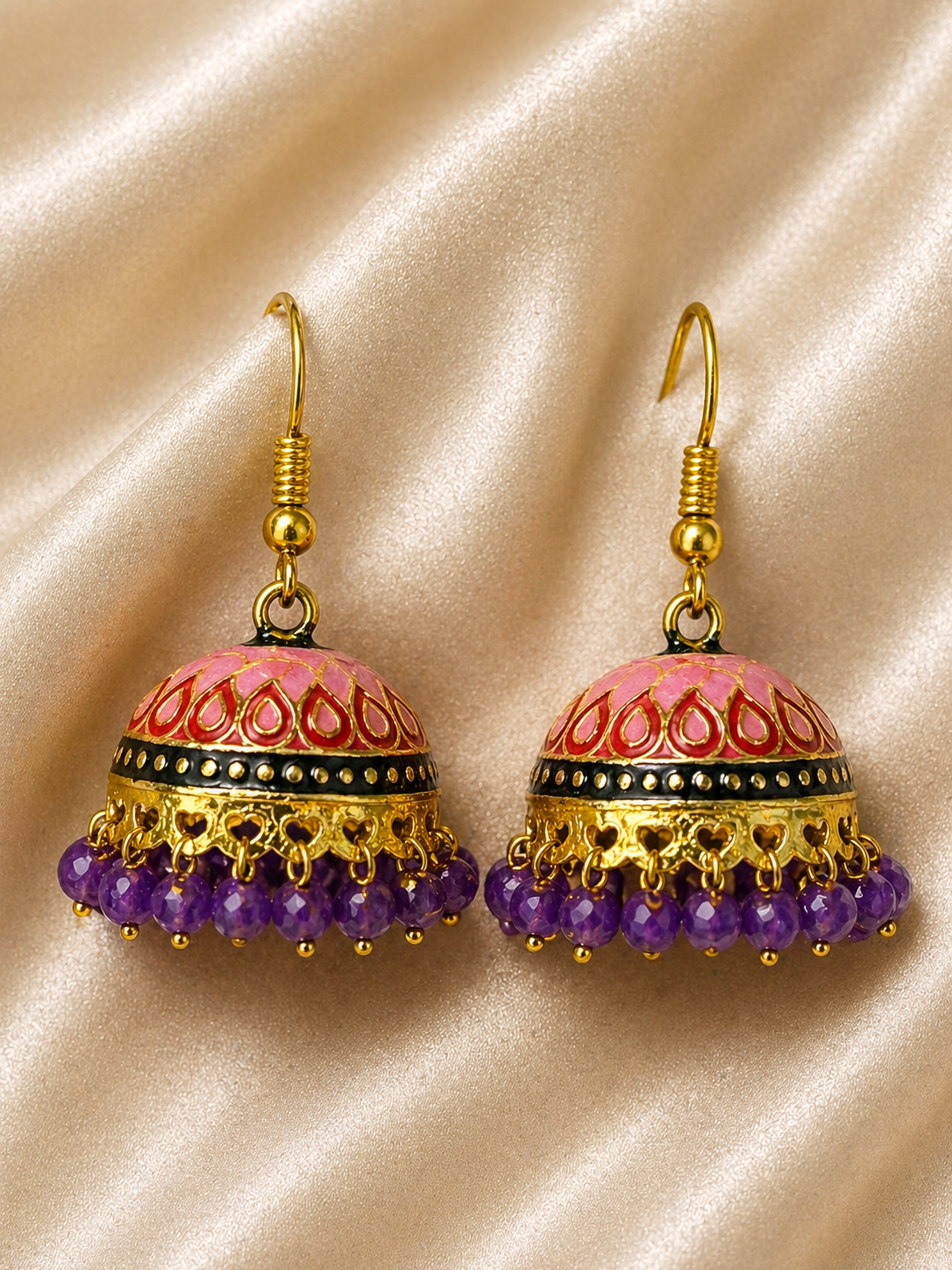 Meher Enamel Bead Jhumka Earrings