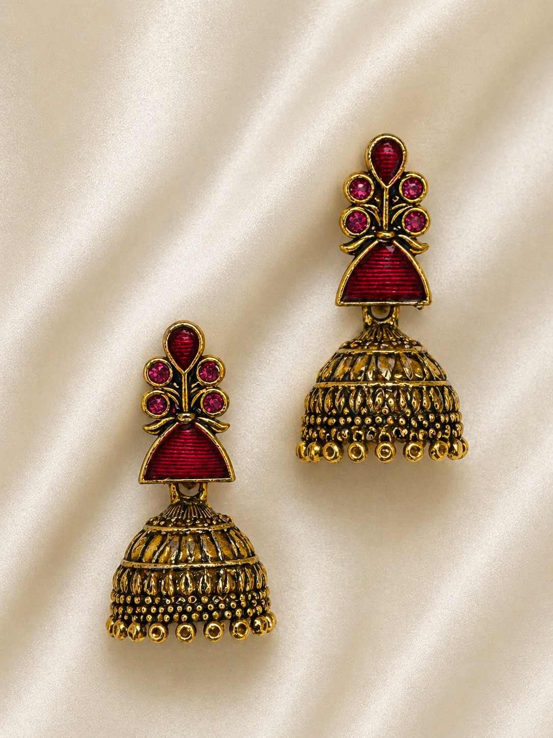 Rhea Ruby Accent Jhumka Earrings