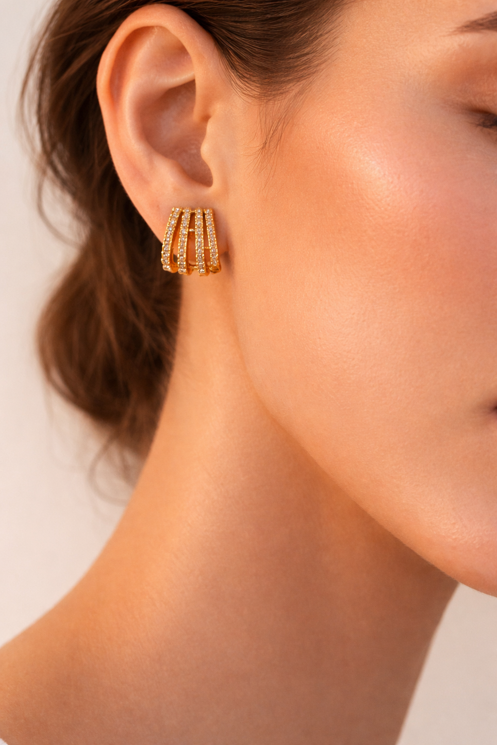 Luxe Line Crystal Hoops