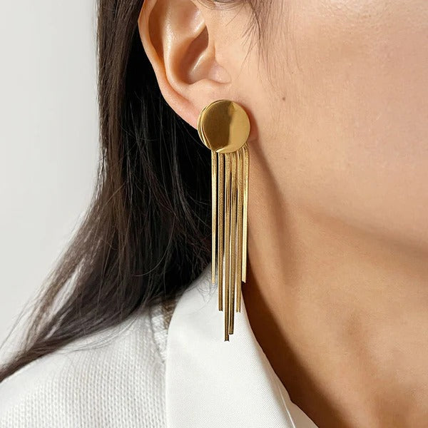 Golden Cascade Fringe Earrings