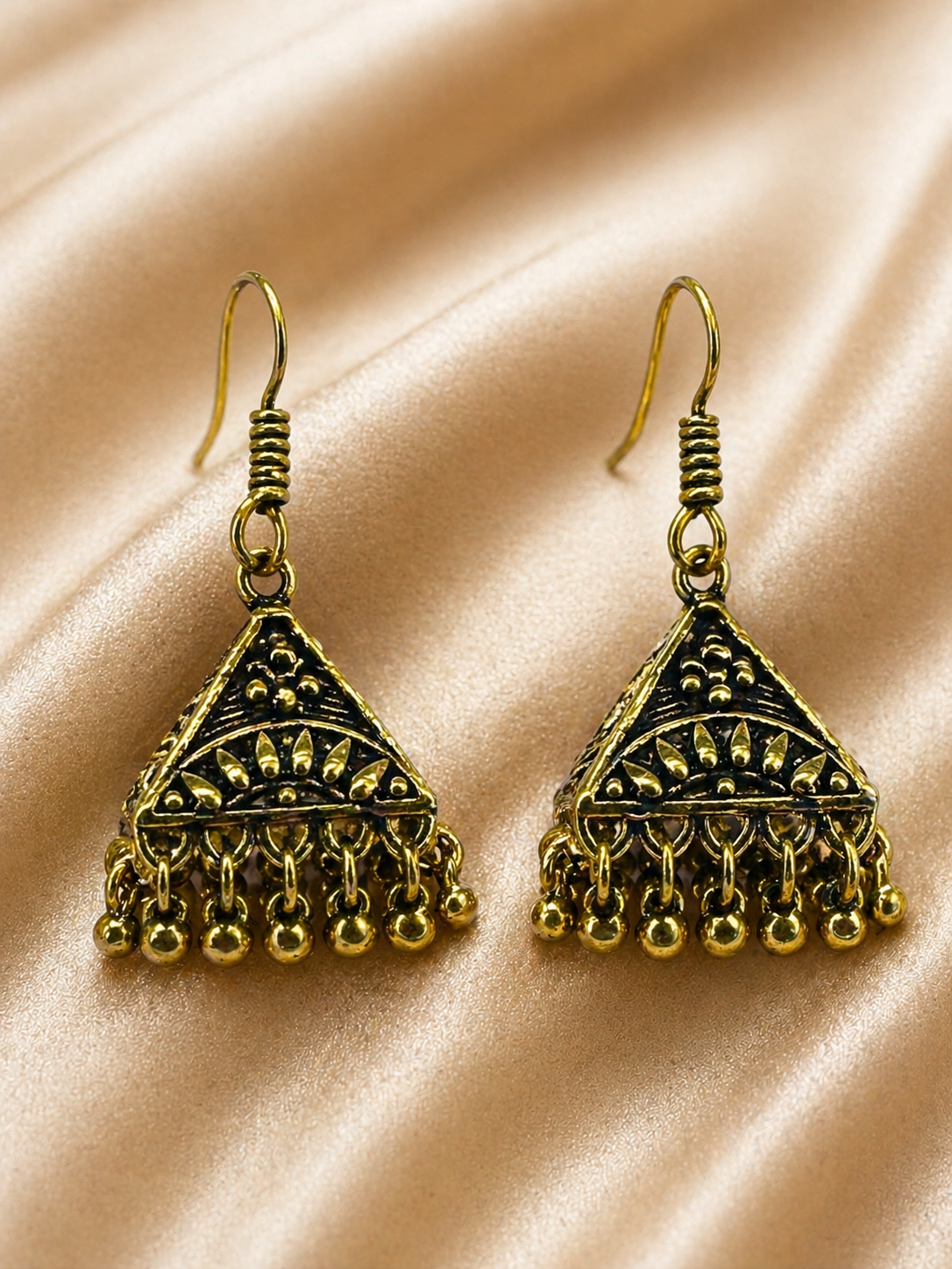 Ira Antique Gold Triangle Drop Earrings