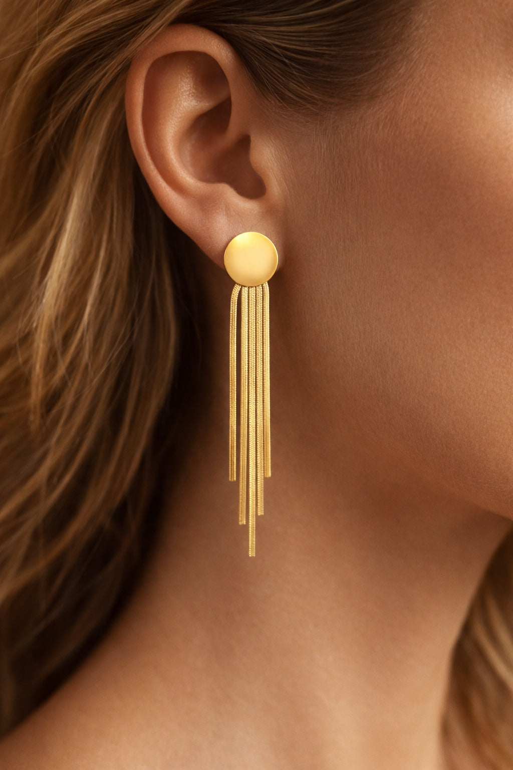 Golden Cascade Fringe Earrings