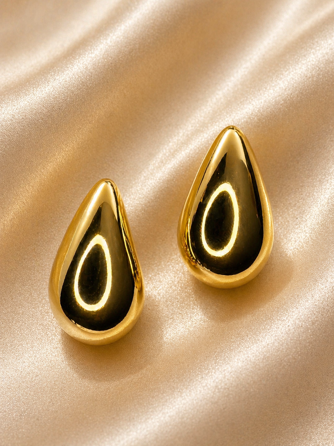 Molten Gold Teardrop Stud Earrings