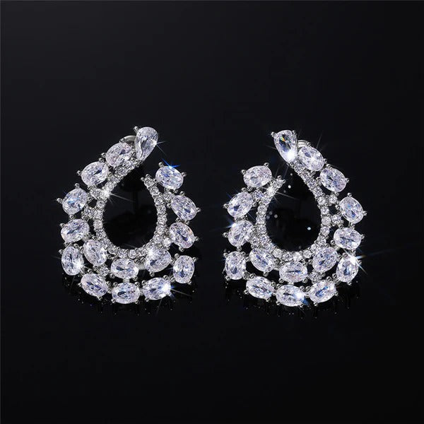 Crystal Cascade Teardrop Stud Earrings