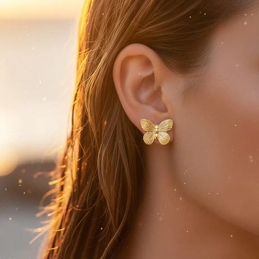 Golden Flutter Textured Stud Earrings
