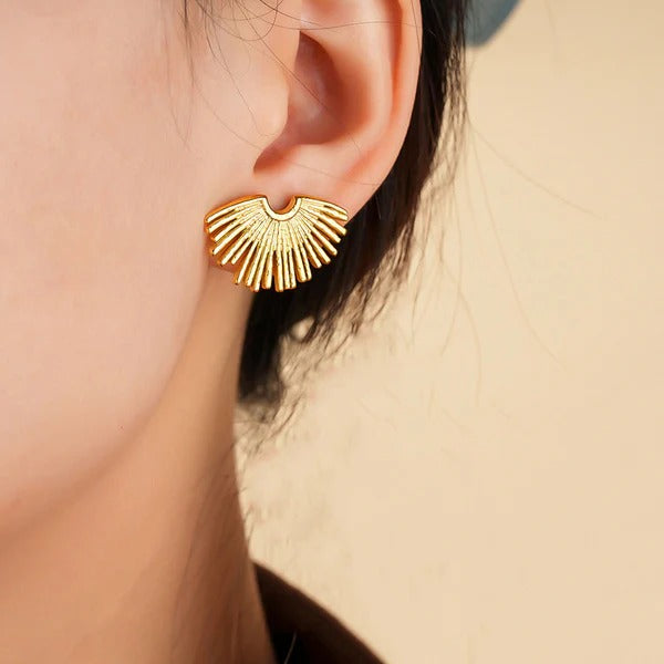 Radiant Wing Gold Stud Earrings
