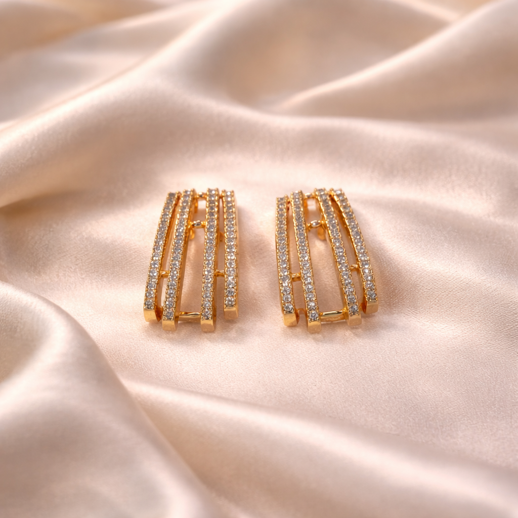 Luxe Line Crystal Hoops