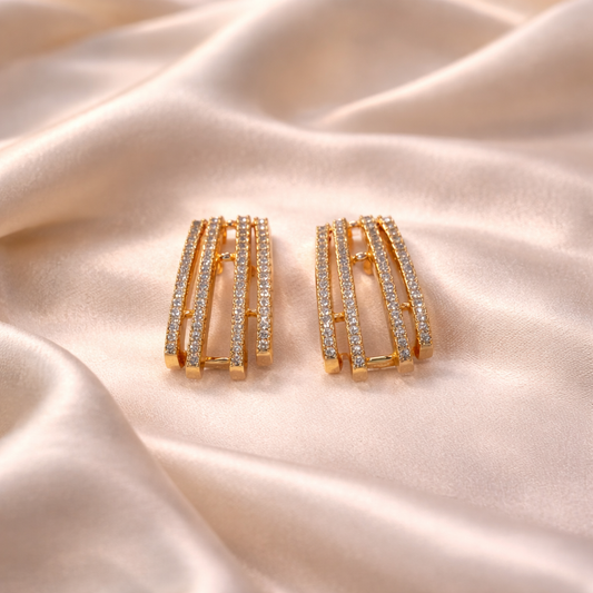 Luxe Line Crystal Hoops