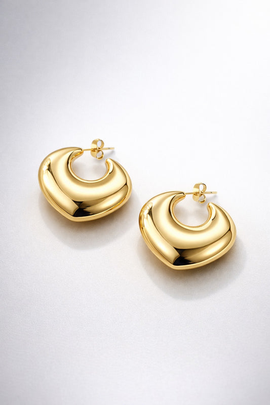 Molten Curve Gold Hoop Earrings