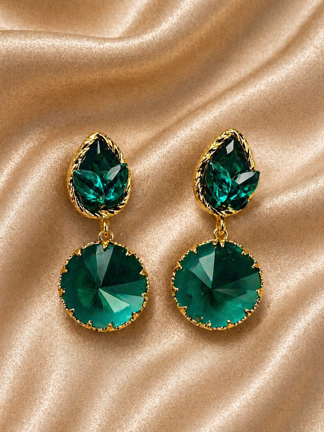 Emerald Green Crystal Drop Earrings