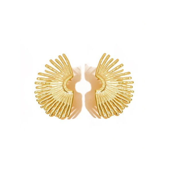 Radiant Wing Gold Stud Earrings