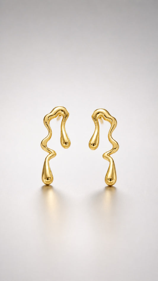 Liquid Wave Gold Earrings
