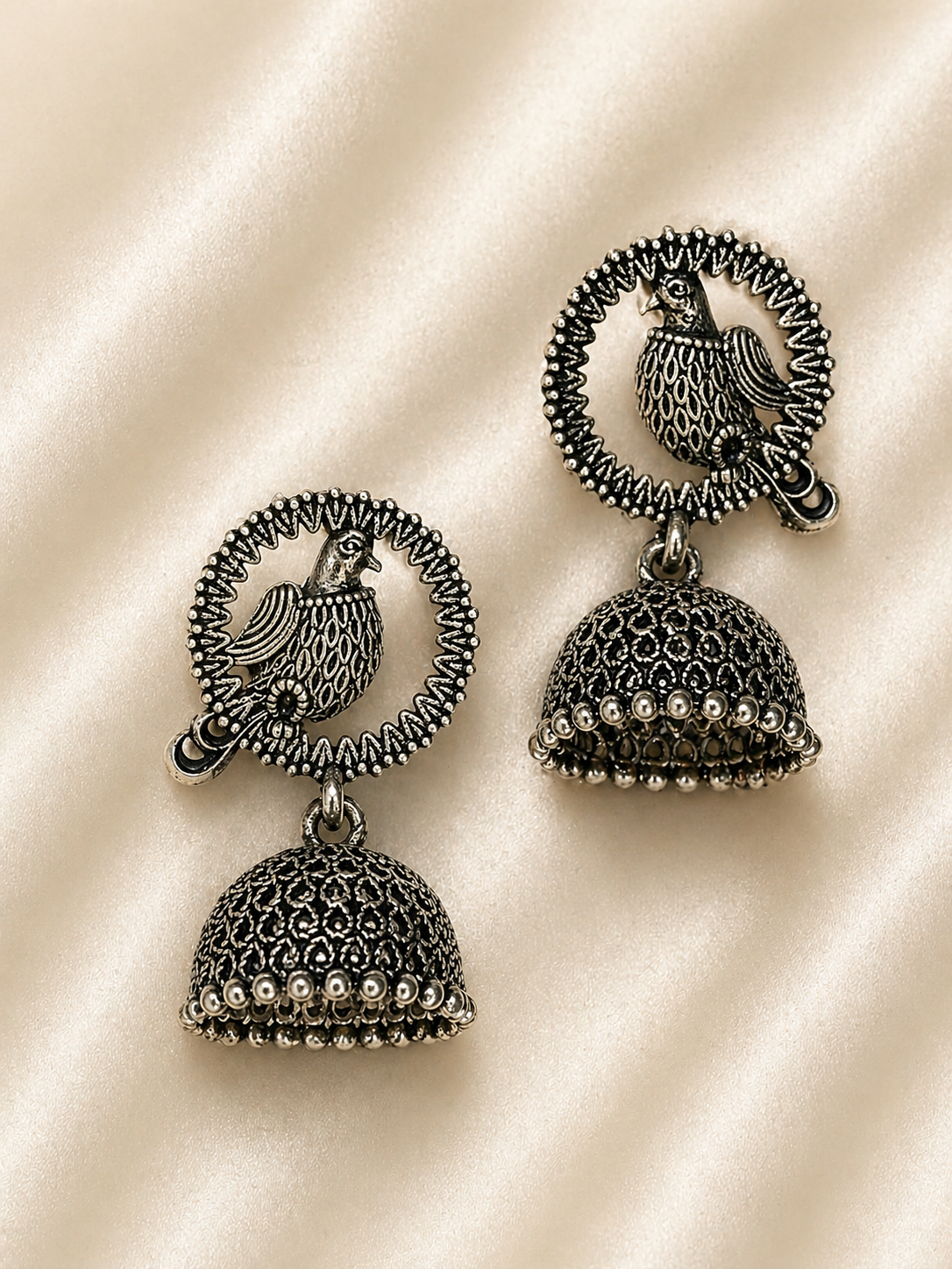 Aarna Bird Motif Jhumka Earrings