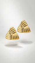 Sculpted Ribbed Gold Knot Stud Earrings