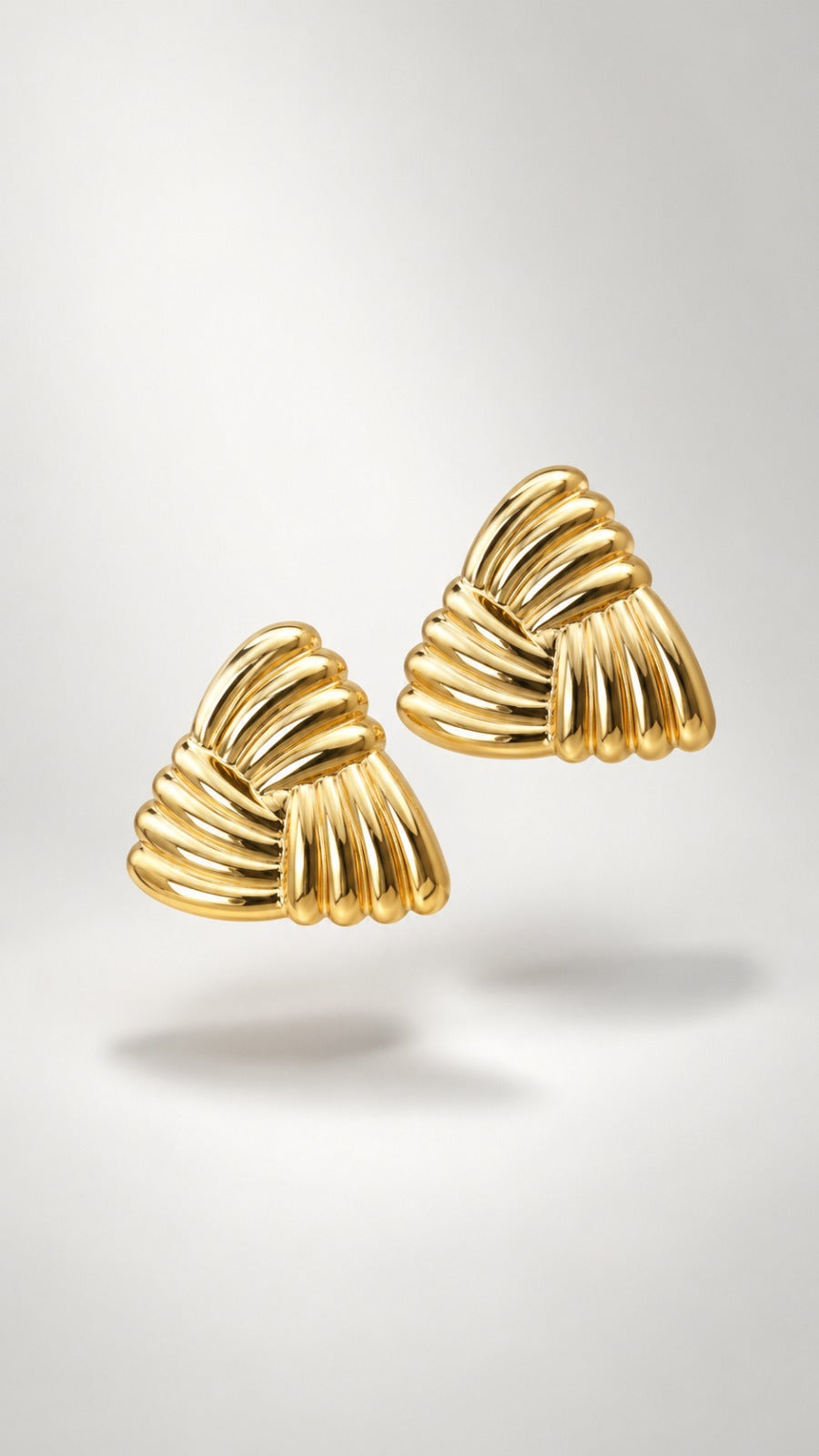 Sculpted Ribbed Gold Knot Stud Earrings