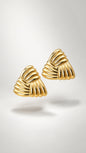 Sculpted Ribbed Gold Knot Stud Earrings